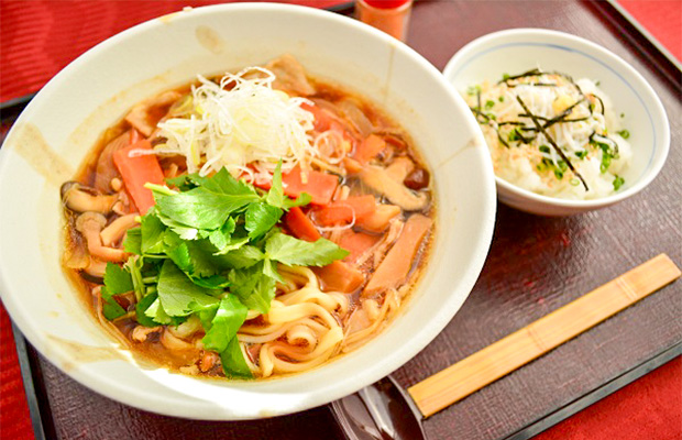 豚肉ときのこのかけうどん御膳　しらすご飯